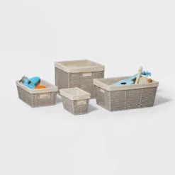 10.25" X 6" X 6" Small Woven Twisted Paper Rope Tapered Basket Gray - Brightroom™ -Home Storage World GUEST 054d99f6 5bc4 4b73 87f9 e39da675c247 2