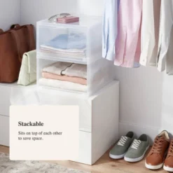 Stackable Large Bin Front Opening Clear - Brightroom™: Transparent Utility Storage, 19 Volume, Stackable -Home Storage World GUEST 09f1c98f 252d 41a1 b5d1 c8454577430d