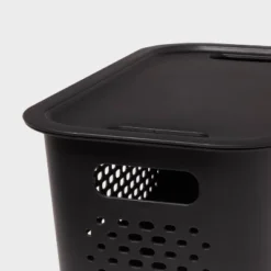 Narrow Decorative Plastic Lid Black - Brightroom™: Storage Bin, Cut-Out Handles, 13" Cube System Compatible -Home Storage World GUEST 0e563402 7377 4f86 8bca 889ad7a7b3f2