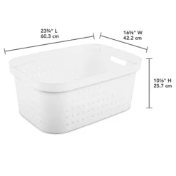 1.5bu Rectangle Modern Laundry Basket - Brightroom™: White Plastic Clothes Basket With Built-In Handles, Medium Size -Home Storage World GUEST 139dbc74 c30a 4b9b 9d81 d46fe8160b69