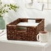Woven Abaca Folio Bin - Brightroom™: Handwoven Brown Storage Basket, Rectangle, Lacquered Finish, Ethical Handcraft -Home Storage World GUEST 1932a716 0b79 413c 9e12 07bb97743dc3