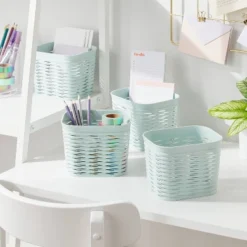 4pk Wave Mini Decorative Basket Mint Green - Brightroom™