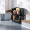 Large Open Front Stackable Storage Bin - Brightroom™: Black Polypropylene Utility, 10.75 Volume, 20.3" Width -Home Storage World GUEST 2445907f d0a7 4721 ae98 04059edf68b6