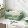 Click In Place 6.7qt Shallow Plastic Storage Bin For Home And Office Organization Green Tint - Brightroom™ -Home Storage World GUEST 2582b967 43f8 451a 9325 f5c7e08cace3