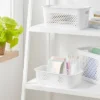 Narrow Small Decorative Plastic Bin White - Brightroom™: Modern Storage With Cut-Out Handles, 13" Cube Compatible -Home Storage World GUEST 26233ad6 aa14 4115 8826 6162e7c0e113