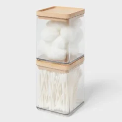 Extra Small Clear Canister With Bamboo Lid 2pk - Brightroom™ -Home Storage World GUEST 29c43741 9f61 4a61 97ff cdce5bf96f80