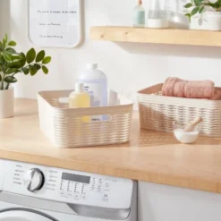 2pk Wave Medium Decorative Basket Cream - Brightroom™