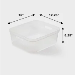 2pk Medium Open Storage Bins Clear - Brightroom™: Plastic Utility Tubs, Portable Universal Storage, 13.2 Volume Capacity -Home Storage World GUEST 419d1d1c 1fcb 4894 a179 5649851b4eab