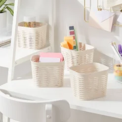 4pk Wave Mini Decorative Basket Cream - Brightroom™