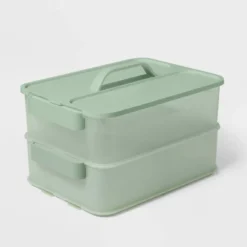 Click In Place 10qt Plastic Storage Bin For Home And Office Organization Green Tint - Brightroom™​ -Home Storage World GUEST 6c756ada ee75 4ac0 b6d2 f141471256a7
