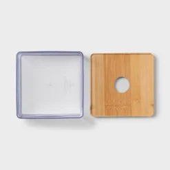 Small Clear Canister With Bamboo Lid - Brightroom™: Bathroom Container, Qtip Holder, Spot Clean, 3" Height -Home Storage World GUEST 7d506d70 6555 4a31 ab4d 5250013eb427