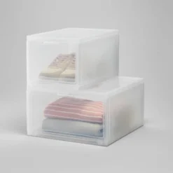 Small Stackable Bins Front Opening Clear Plastic - Brightroom™ -Home Storage World GUEST 80bf0b58 1470 4490 a163 cc5a666090c5