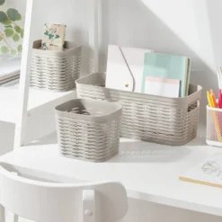 3pk Wave Assorted Decorative Basket 5L Narrow 2c Brightroom™