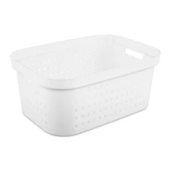 1.5bu Rectangle Modern Laundry Basket - Brightroom™: White Plastic Clothes Basket With Built-In Handles, Medium Size -Home Storage World GUEST cc28ac84 ff71 41ec aa28 778151e96fdd