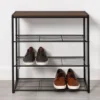 4 Tier Shoe Rack Black Metal With Walnut Wood - Brightroom™ -Home Storage World GUEST cf06b7f4 5689 4304 b846 3f24676f2c19