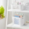 Narrow Large Decorative Plastic Bin White - Brightroom™: Modern Storage With Cut-Out Handles, 13" Cube Compatible -Home Storage World GUEST d2b4bbcd a693 4a36 9505 b5370adb3466