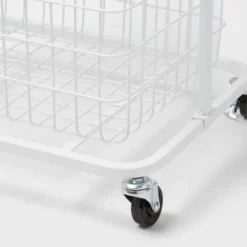 Wire Wood Basket Cart - White - Brightroom™ -Home Storage World GUEST e98054eb 6b97 4083 b728 0b7767901cb3